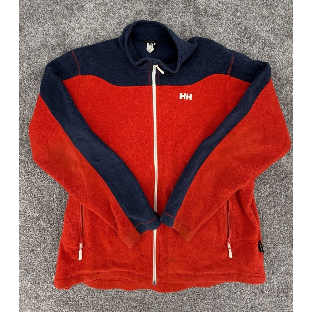 Helly Hansen HH Full Zip Fleece Jacket Mens XXL Red Navy Colorblock‎ Outdoor